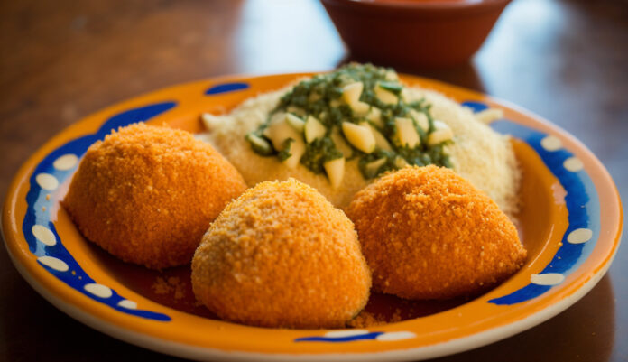 Prato típico siciliano com arancini e guarnições